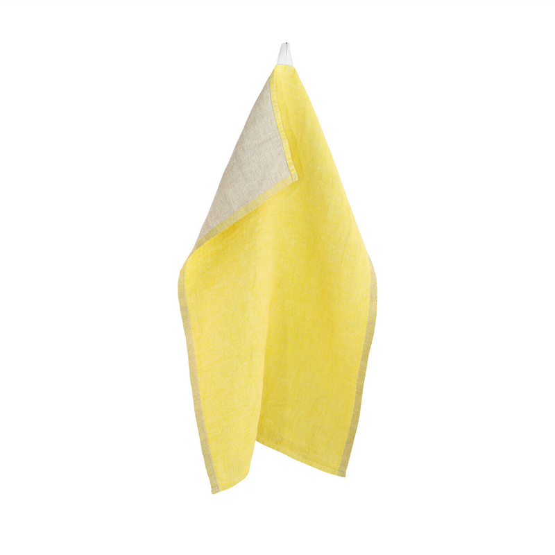 Duo Geschirrtuch Linen/Zitronengelb