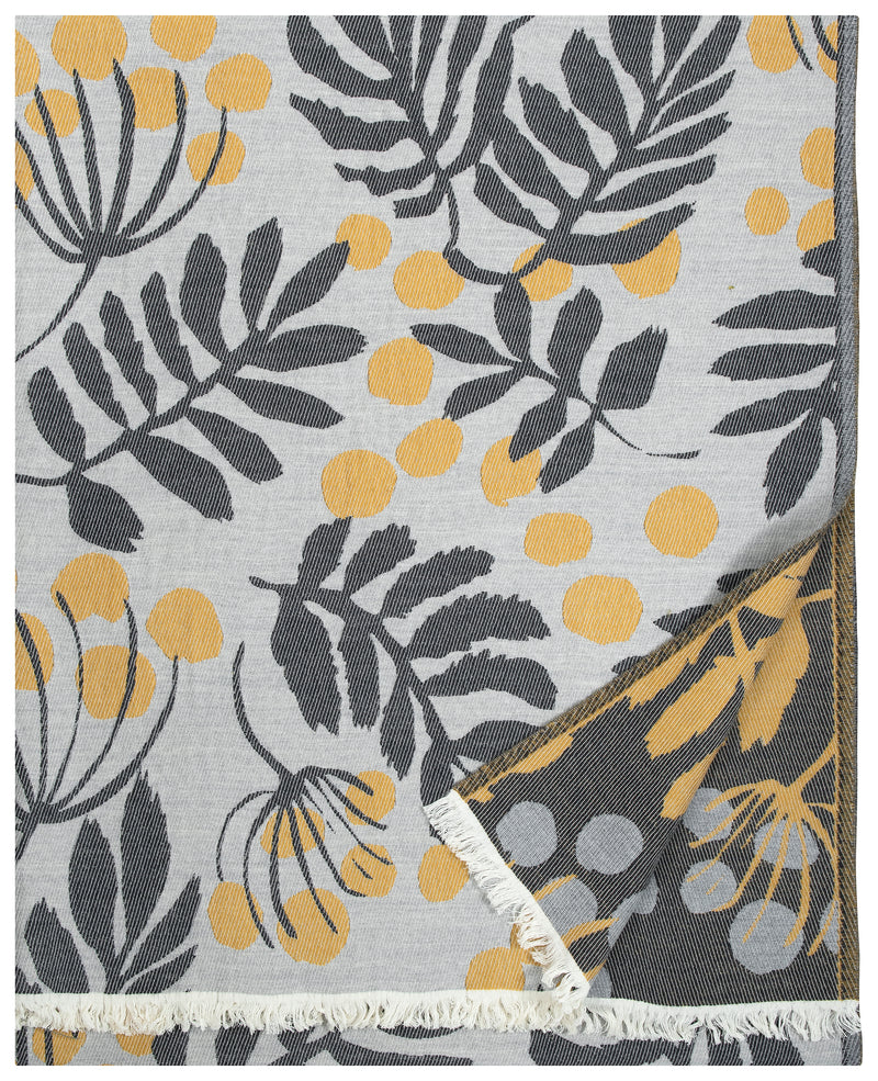 Pihapuu Wolldecke Grau/Gelb/Schwarz 135x180cm