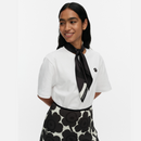 Lauhtua Unikko Seidentuch Weiss/Schwarz