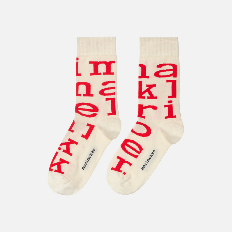 Kasvaa Logo Socken Weis/Rot