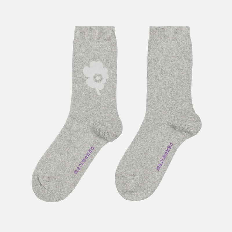 Pirtti Unikko Socken Grau/ Weiss