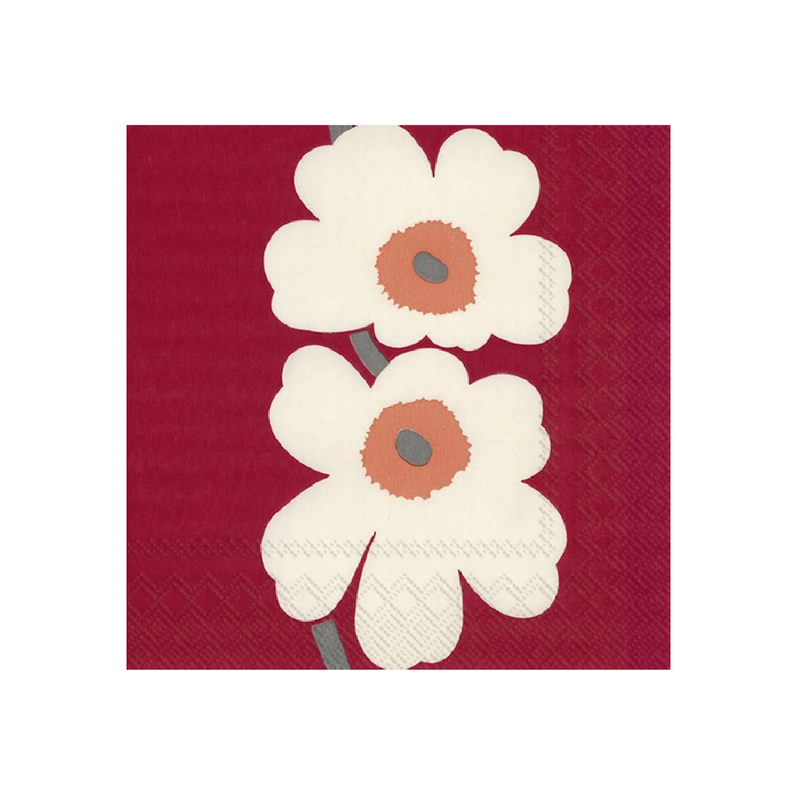 Unikko 60th anniv. Papierservietten 33x33cm Weinrot/Orange