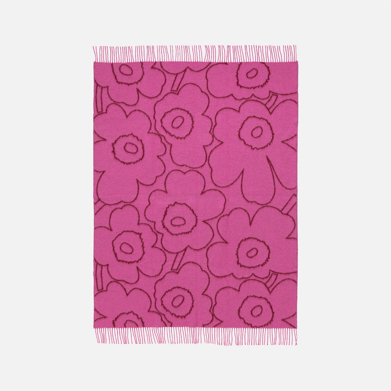 Piirto Unikko Wolldecke Weinrot/ Pink