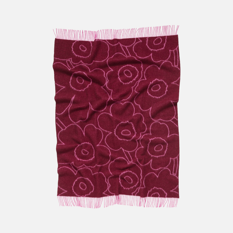 Piirto Unikko Wolldecke Weinrot/ Pink
