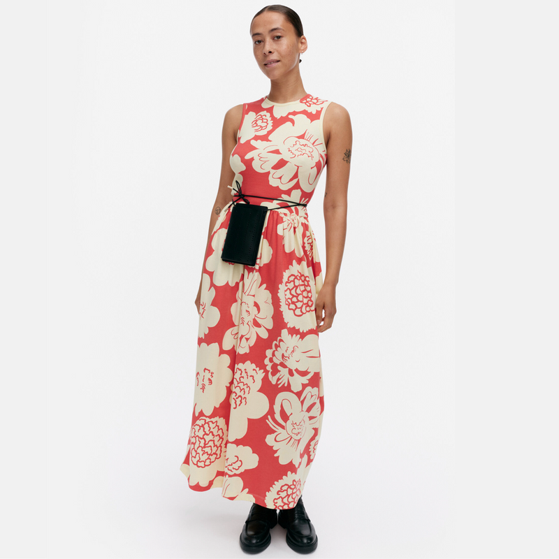 Drapée Pioni Jerseykleid  Rot/ Hellgelb