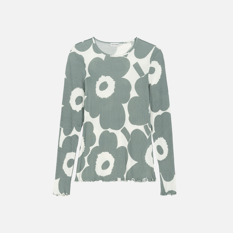 Floraali Unikko Shirt Hellgrau/ Grau