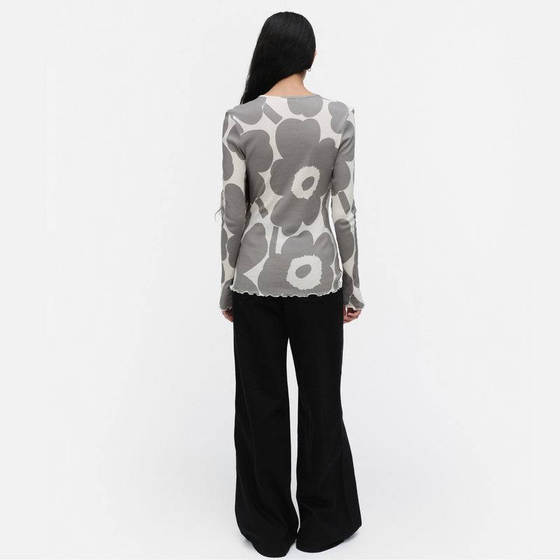 Floraali Unikko Shirt Hellgrau/ Grau