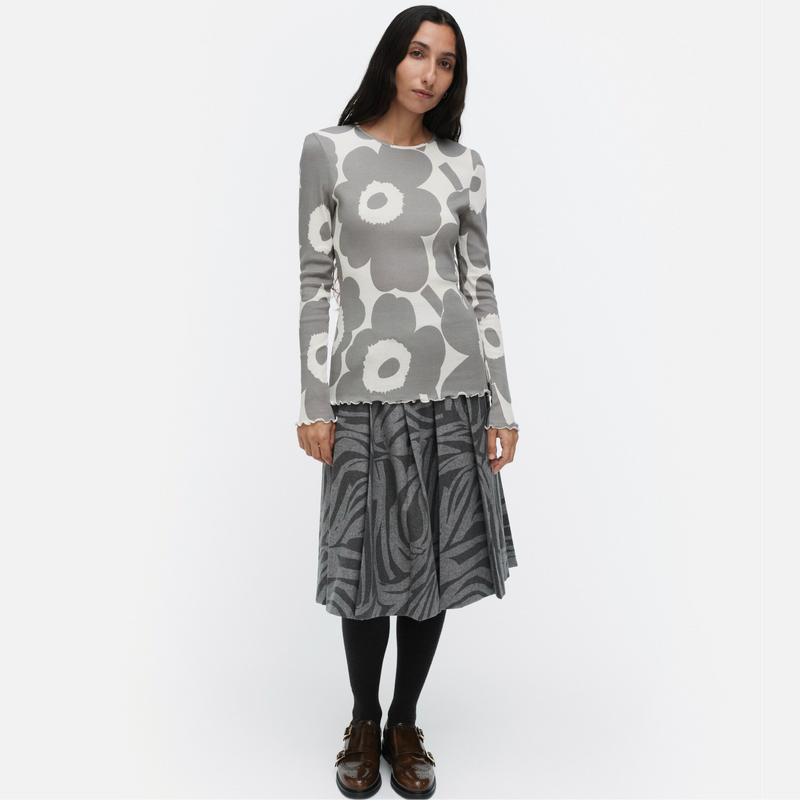 Floraali Unikko Shirt Hellgrau/ Grau