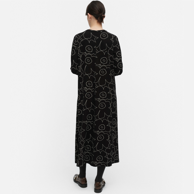 Kolmin Piirto Unikko Jerseykleid Schwarz/ Weiss