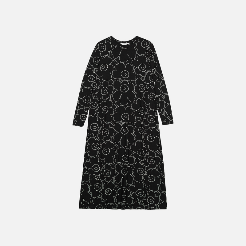 Kolmin Piirto Unikko Jerseykleid Schwarz/ Weiss