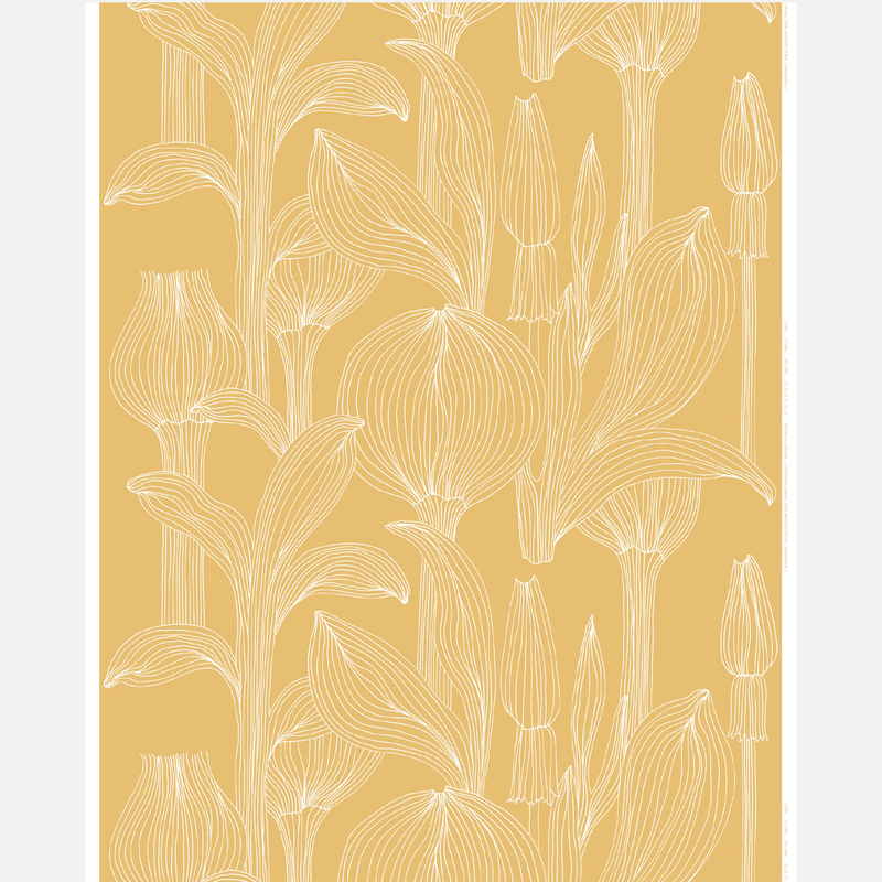 Kukat Puhkeavat Leinenstoff Gelb/ Weiss