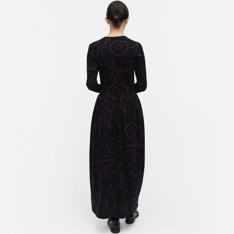 Kukkaset Piirto Unikko Jerseykleid  Schwarz/ Lila