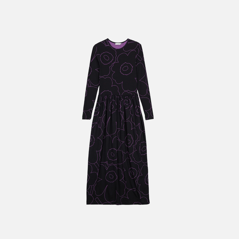 Kukkaset Piirto Unikko Jerseykleid  Schwarz/ Lila