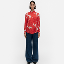 Maija Unikko Seidenbluse Weiss/Rot