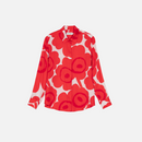 Maija Unikko Seidenbluse Weiss/Rot