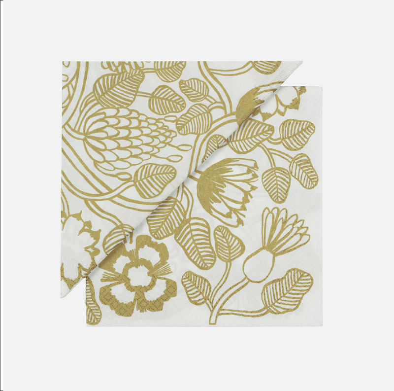 Tiara Papierservietten 33x33cm Weiss/ Gold