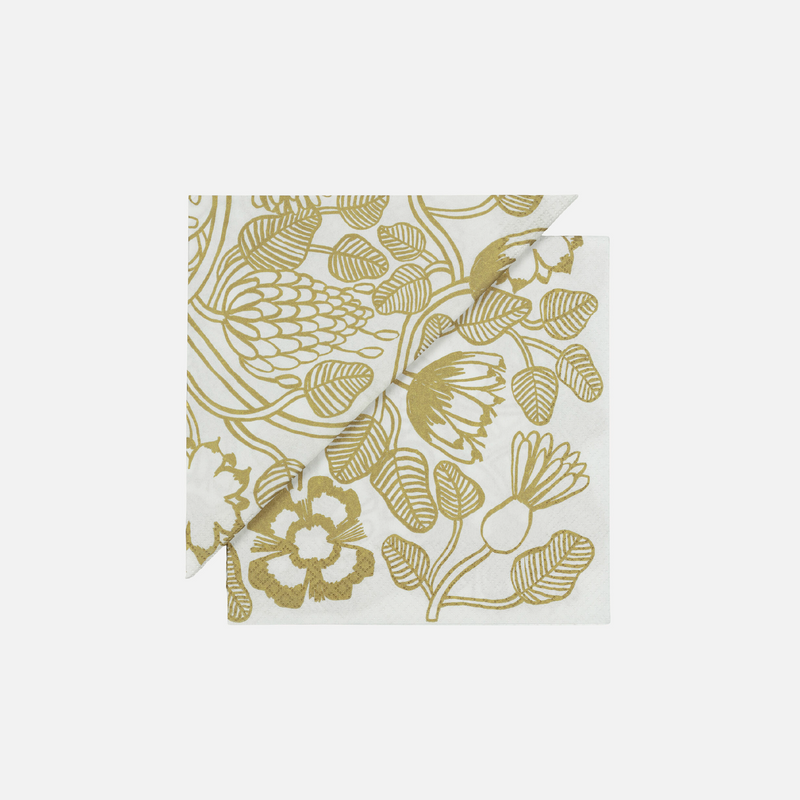 Tiara Papierservietten 25x25 cm Weiss/ Gold