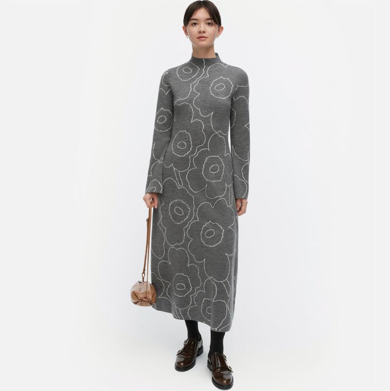 Willat Piirto Unikko Strickkleid Grau