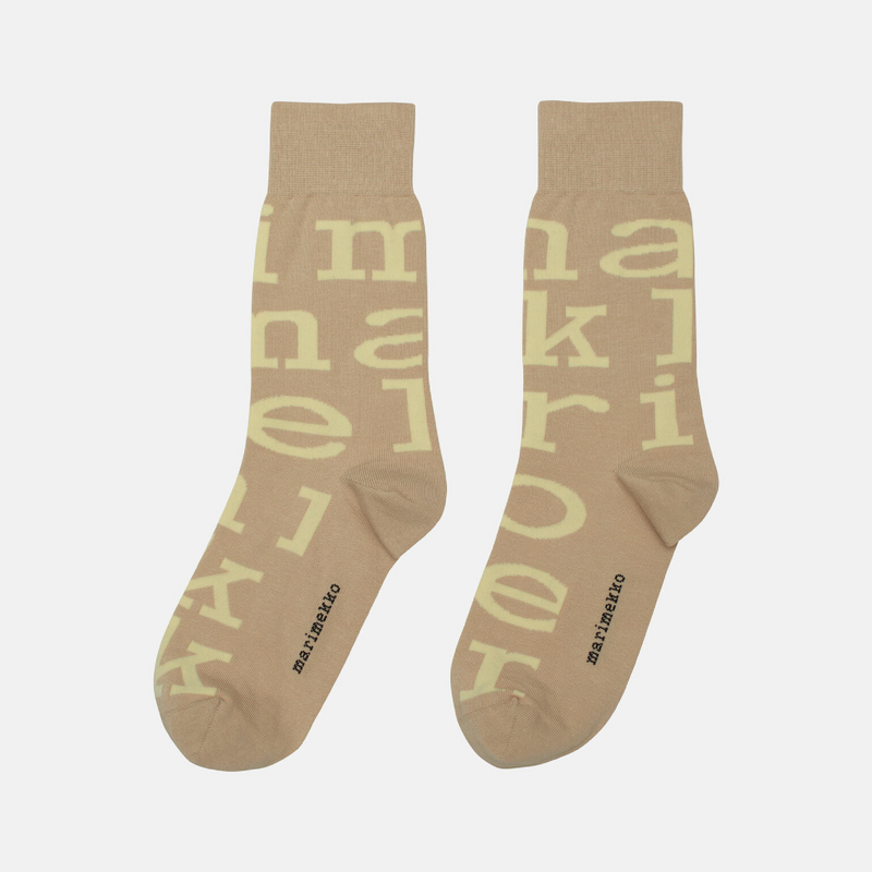 Kasvaa Marimekko Logo Socken Beige/Gelb