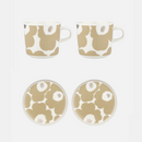 Unikko Set Tassen & Teller Beige/Silber