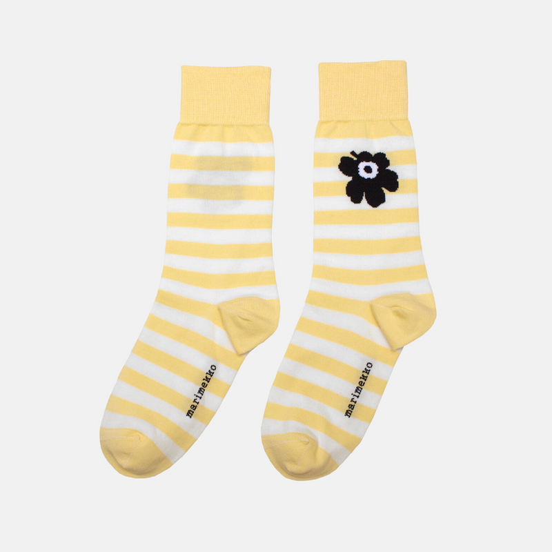 Kasvaa Tasaraita Unikko Socken Gelb