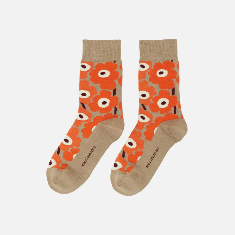 Kirmailla Unikko Socken Beige/Orange 823